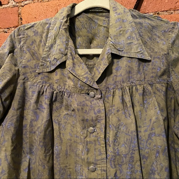 Vintage 100% Silk Batik blouse Size M Doen Boho - Picture 5 of 6
